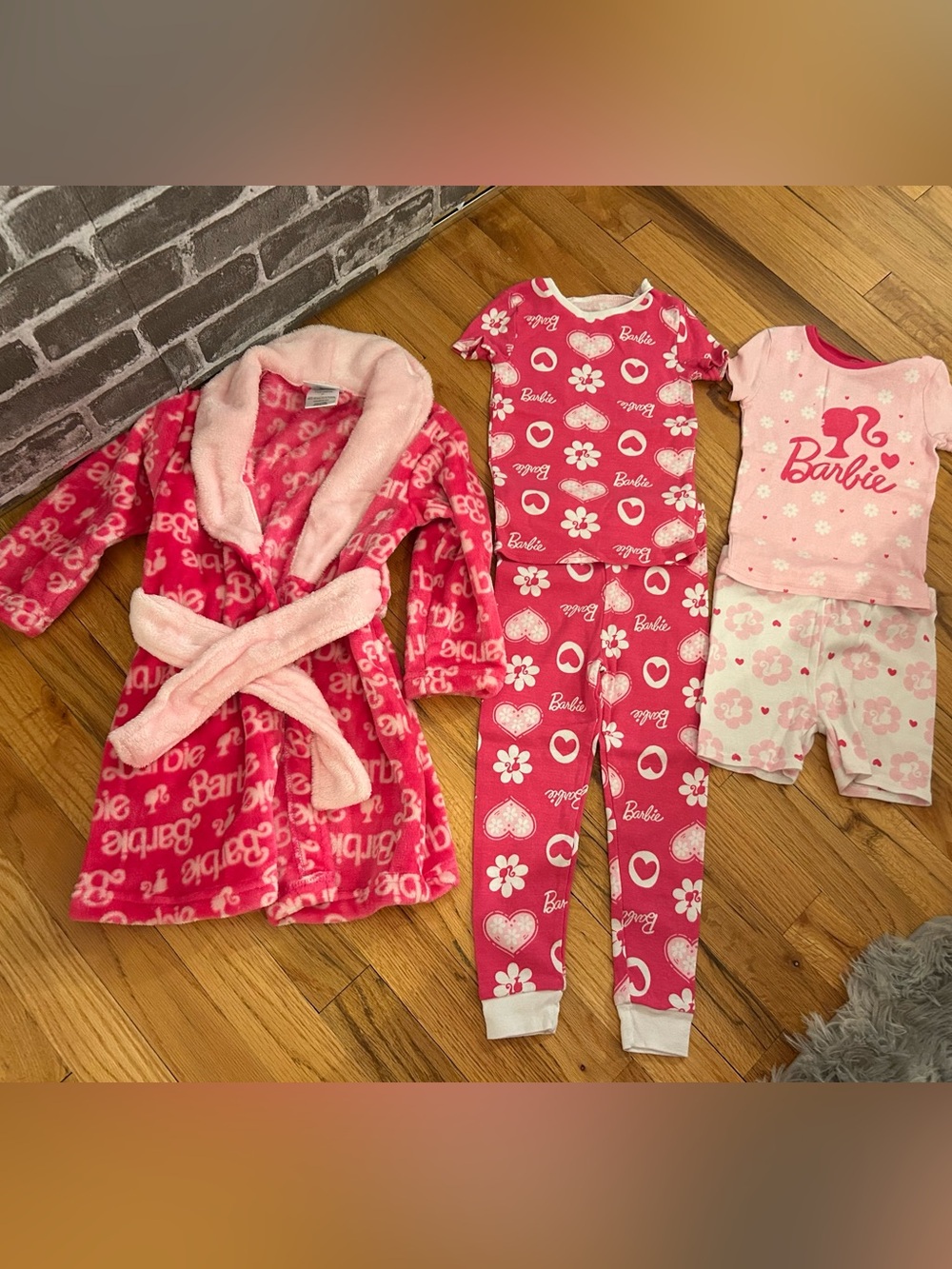 Barbie Hot Pink Girls' Pajama Set and Plush Robe